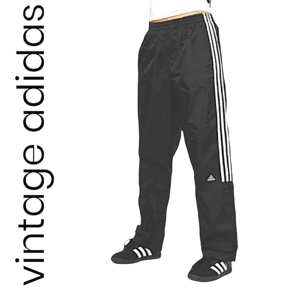 RARE Vintage 90's adidas baggy wide leg nylon windbreaker Track Pants Size Large